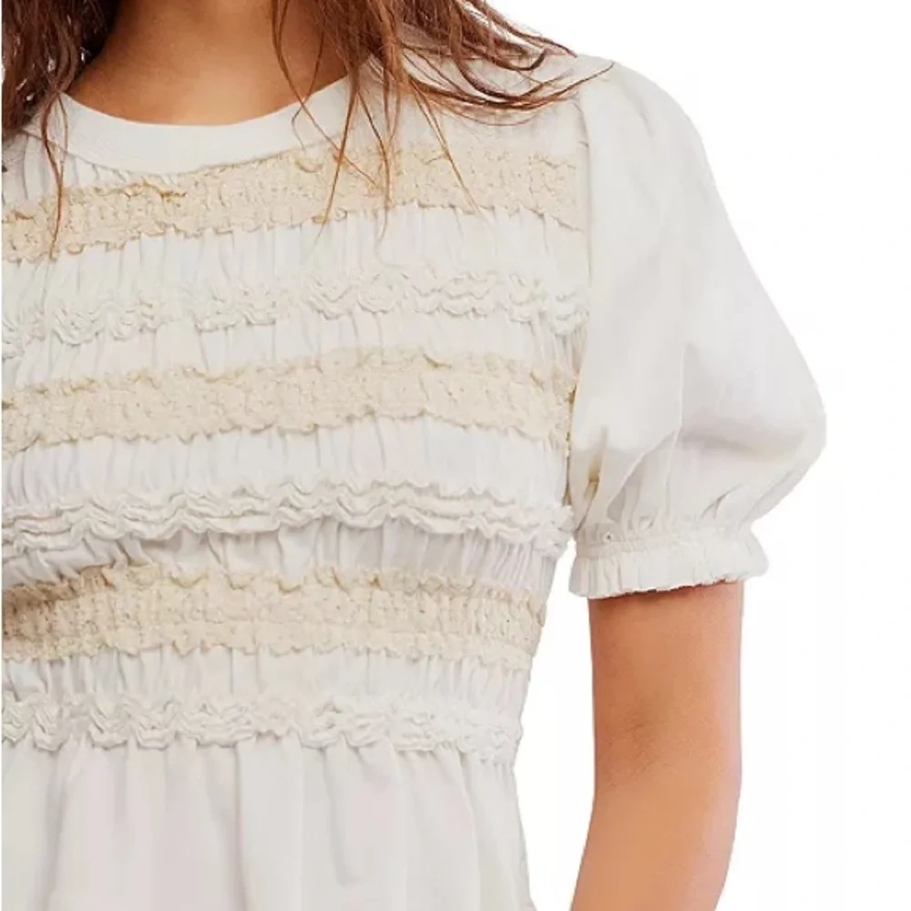 NWOT Free People cotton maxey puff sleeve peplum top